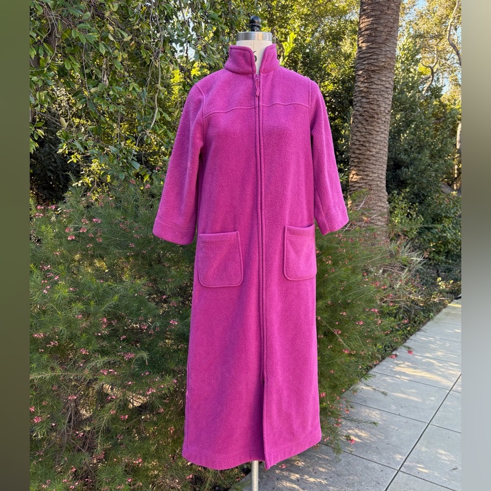 L.L. Bean Fuchsia Full-Length Zip Fleece Robe